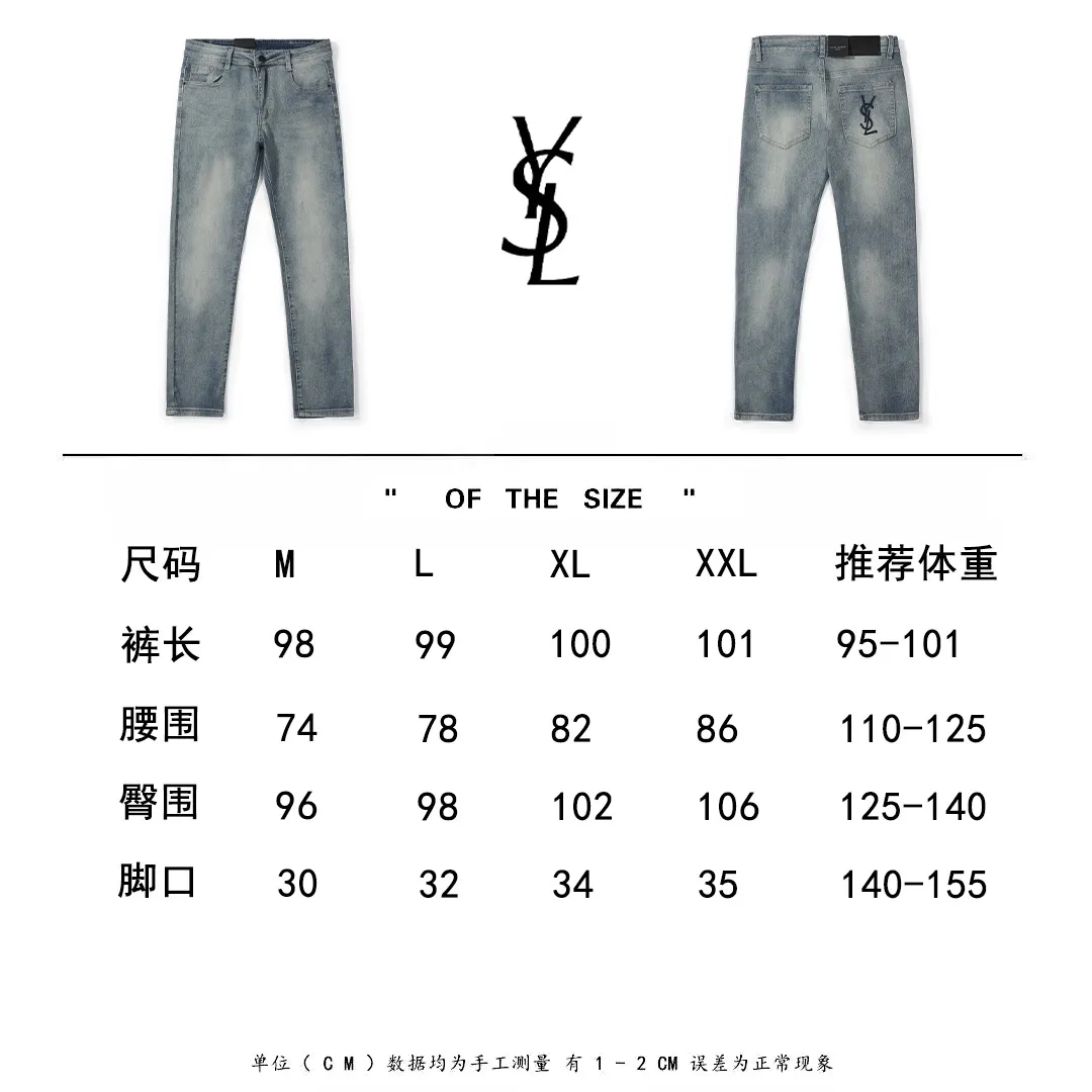 💰146 model number k58 🔥Autumn hot style SAINT LAURENT SLP Saint Laurent counter new jeans!  Yves Saint Laurent's top-quality super soft high cotton washed denim fabric! The cost of washing each piece is as much as three times that of conventional craftsmanship. The touch is extremely delicate. Once you get it, you really can’t put it down. It has a full sense of luxury! The real counters use materials worth more than a thousand yuan, giving you an unparalleled sense of luxury!  Details after details! Yves Saint Laurent’s latest debut model this year! The whole body has a simple and elegant design, the back pockets of the pants are made of high-quality craftsmanship, and the waistband has a luxurious logo leather label! Extremely exquisite! Real materials inside, just for the ultimate touch, without sacrificing high cost!  World premiere new product! Hot-selling items at the counter, the ultimate luxury! Whether it’s for personal use or as a gift, it’s a king-level choice! No pressure to manage any large business occasions and high-end private clubs! Highly recommended to buy!   Color; high-end blue Size: M-XXL